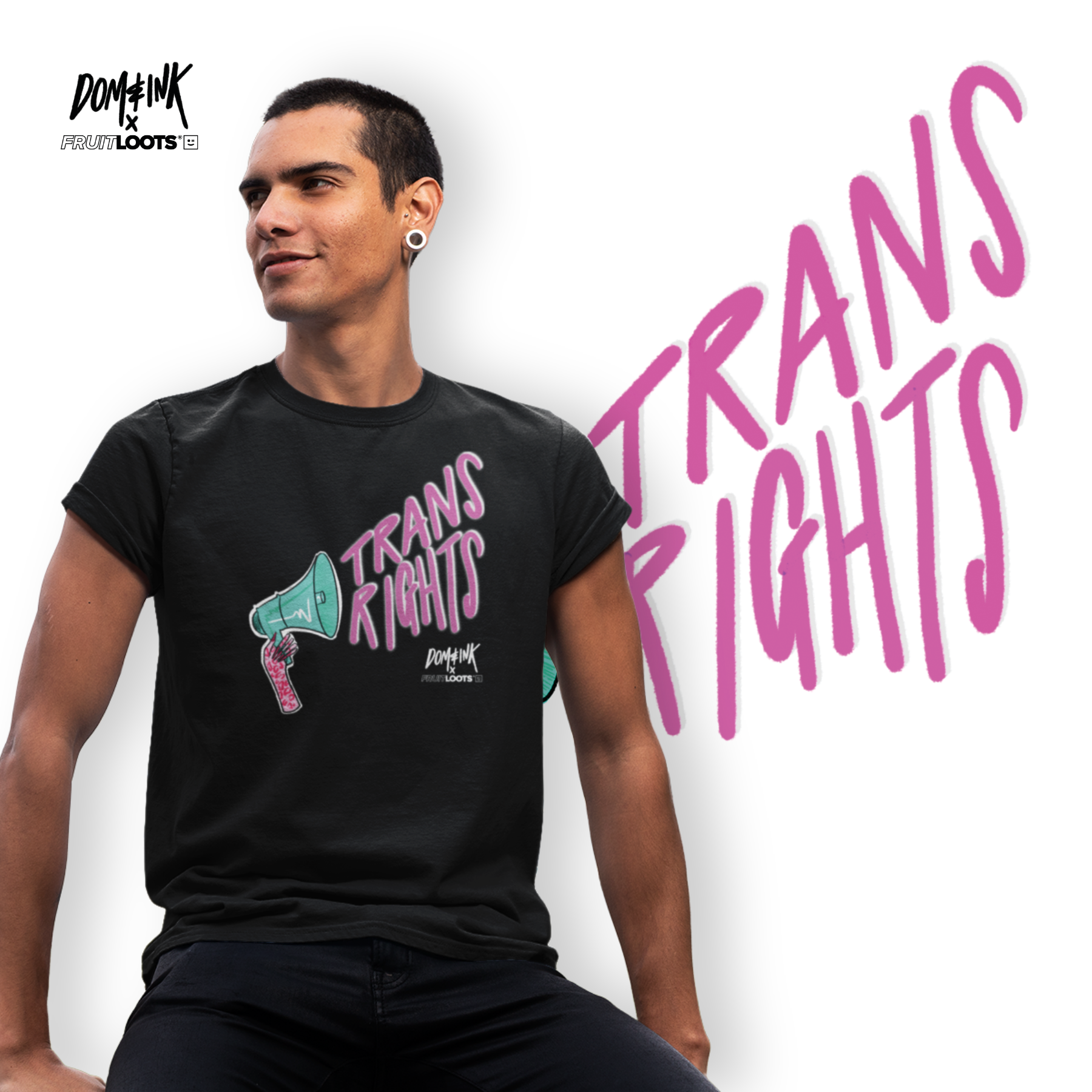 DOM&INK X FRUITLOOTS 'TRANS RIGHTS' TEE