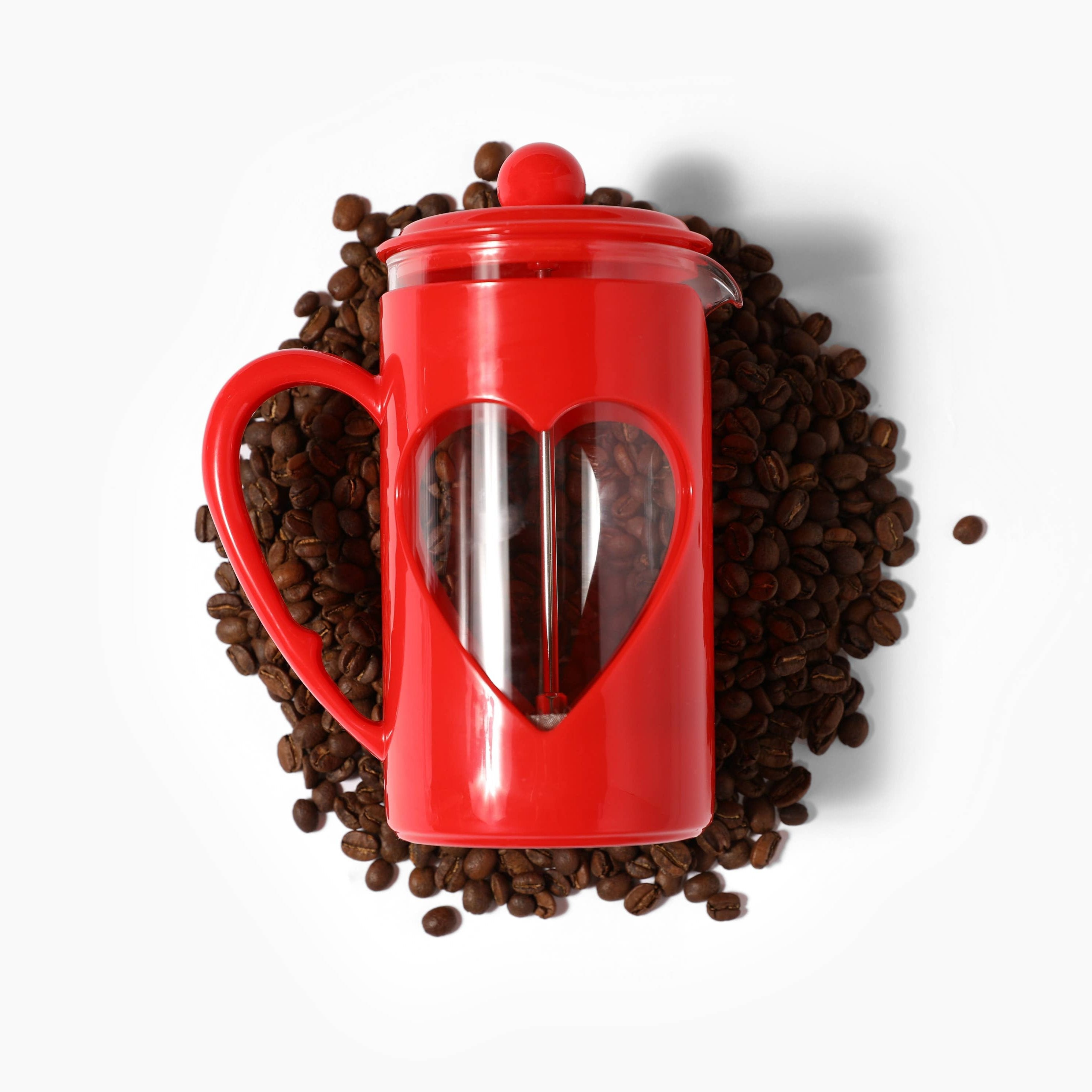 The Lover's French Press - Introducing the cutest french press known to man. If you love cute, colorful, lovely things, you’ll love her. It makes 5 cups of coffee at a time, and comes with a free How To magnet to make sure you brew the best cup of coffee at home. Pairs well with the Blissful Blend, roasted fresh.
