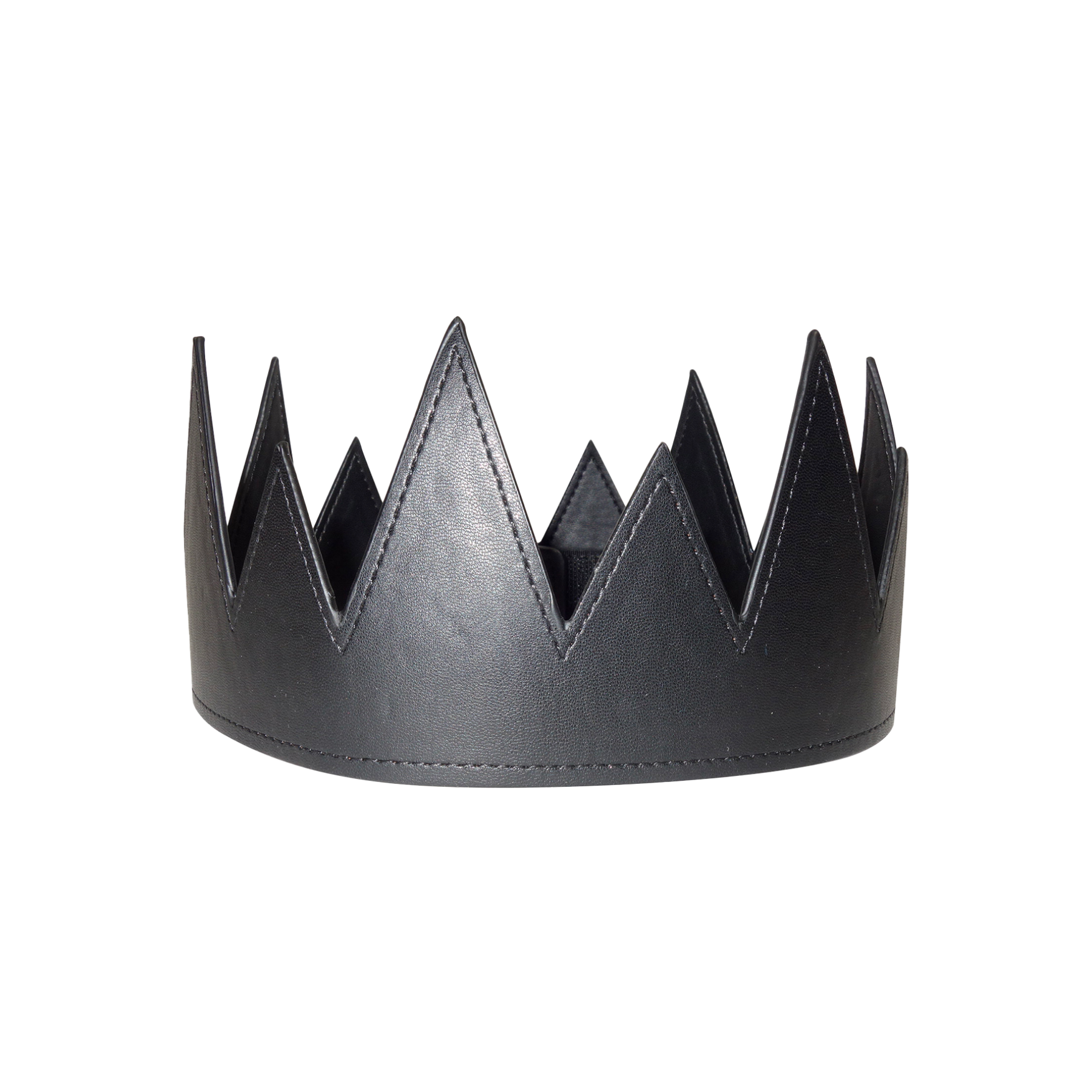 BLACK LEATHER CROWN HAT