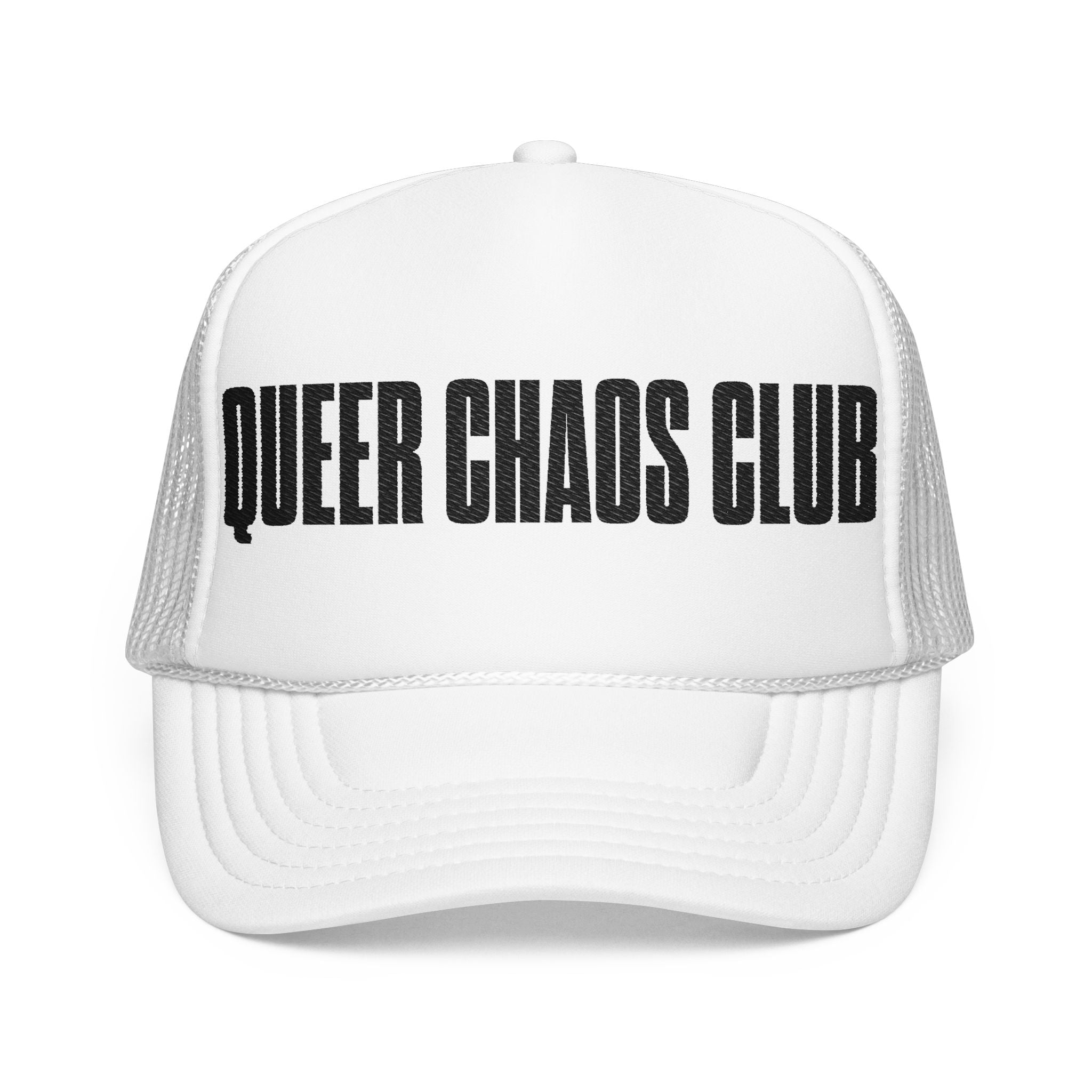 QUEER CHAOS CLUB TRUCKER HAT (WHITE)