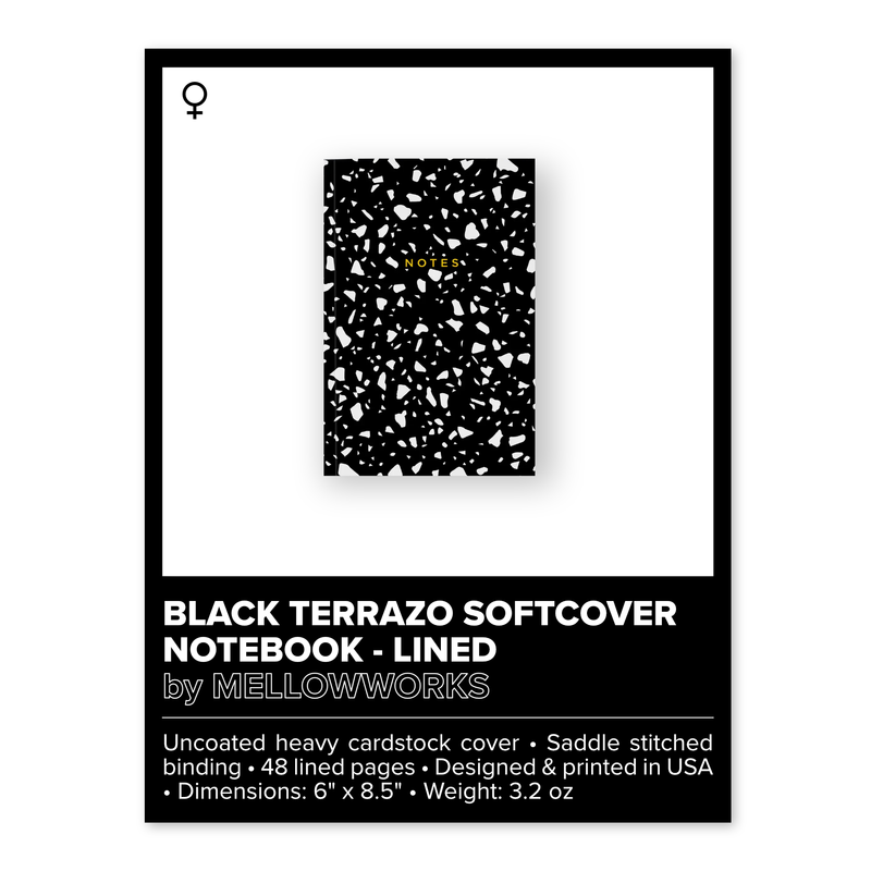 BLACK TERRAZZO LINED NOTEBOOK