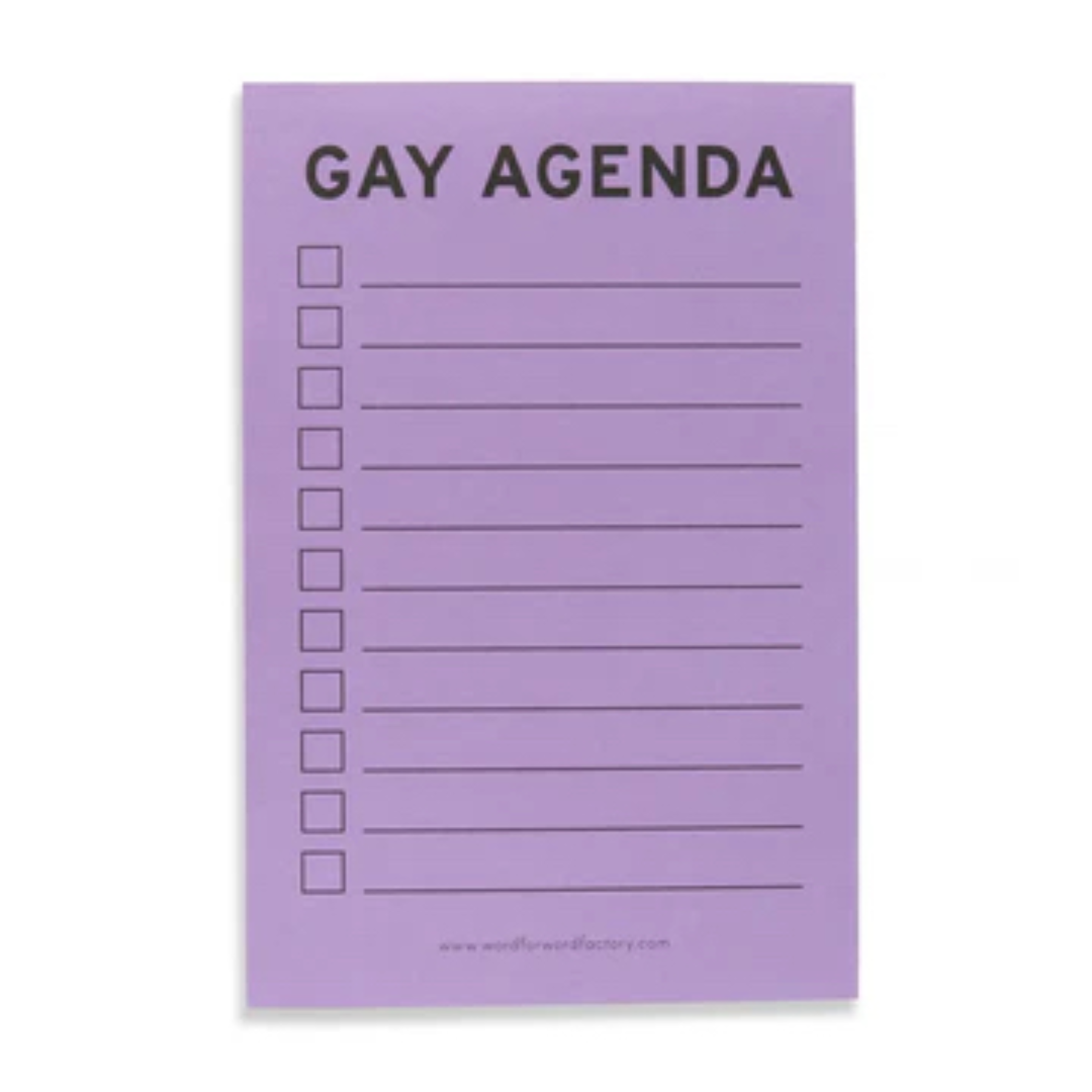 GAY AGENDA LIST PAD by WORD FOR WORD
