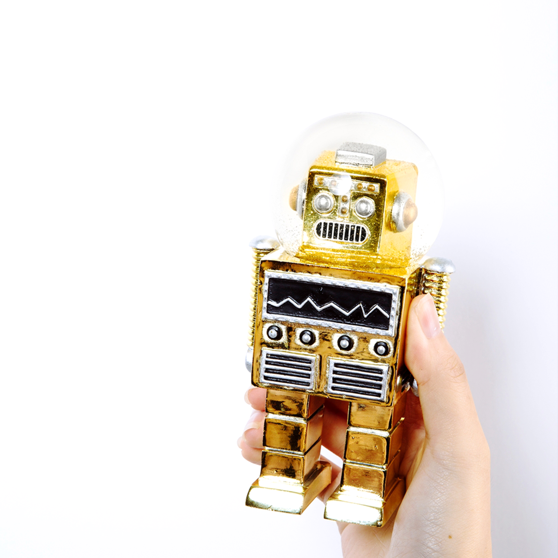 GOLD ROBOT SNOWGLOBE